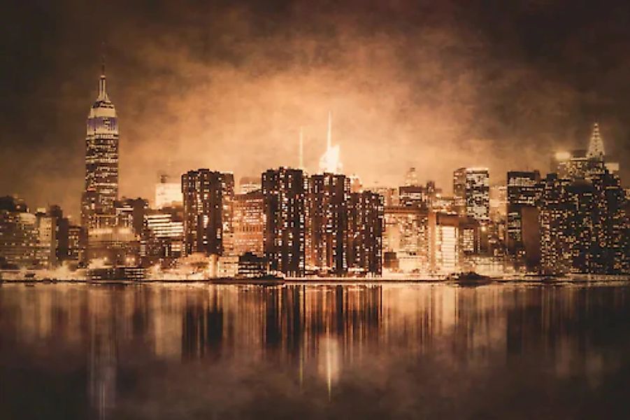 Papermoon Fototapete »NEW YORK-CITY SKYLINE BROOKLYN BRIDGE VINTAGE WANDDEK günstig online kaufen