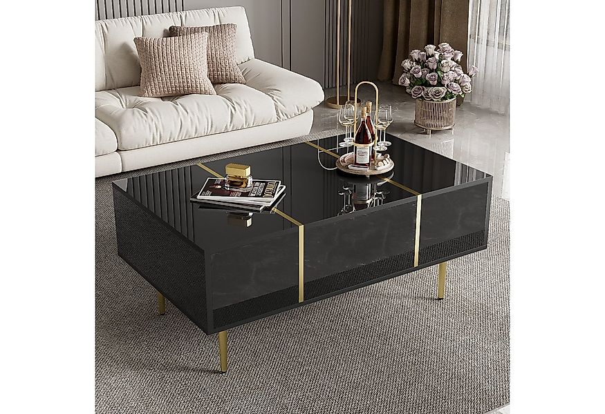 STILVORA Sideboard Hochglanz-Couchtisch mit Stauraum Beistelltisch mit Meta günstig online kaufen