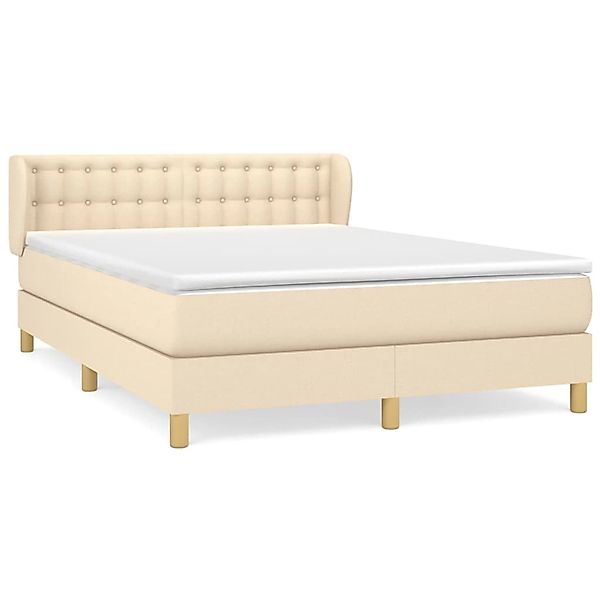 vidaXL Boxspringbett Boxspringbett mit Matratze Creme 140x200 cm Stoff Bett günstig online kaufen