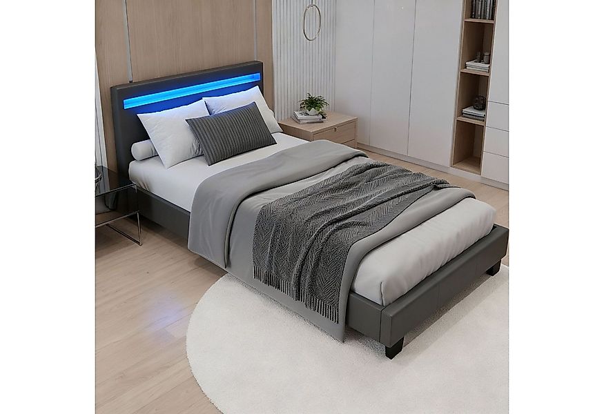 Juskys Polsterbett Paris, 120x200 cm, Webstoff, hohes Kopfteil, robustes Be günstig online kaufen