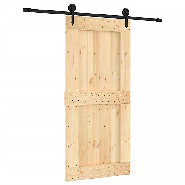vidaXL Schiebetür mit Beschlag 95x210 cm Massivholz Kiefer 3203240 günstig online kaufen