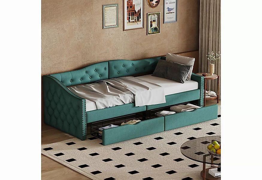 EXTSUD Funktionsbett 90*200cm Sofabett mit Schubladen, großer Stauraum, Grü günstig online kaufen