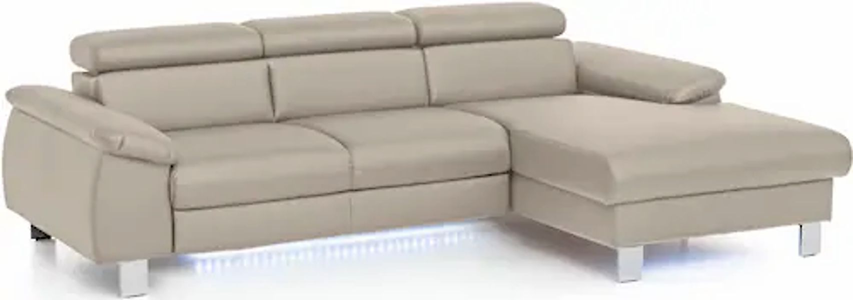 COTTA Ecksofa Komaris, Ecksofa, wahlweise mit RGB-LED-Beleuchtung und Bettf günstig online kaufen