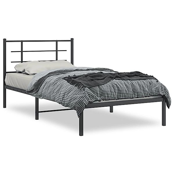 vidaXL Bettgestell mit Kopfteil Metall Schwarz 100x200 cm 355556 günstig online kaufen