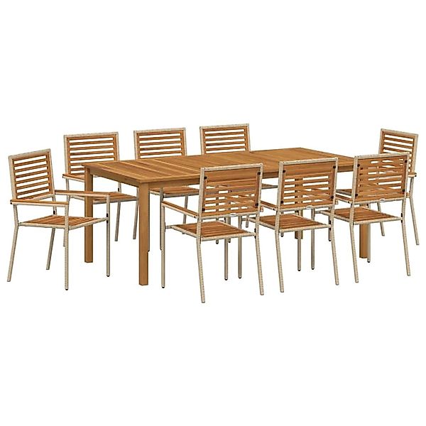 vidaXL Garten Essgruppe 9-Tlg Beige Poly Rattan 3365528 günstig online kaufen