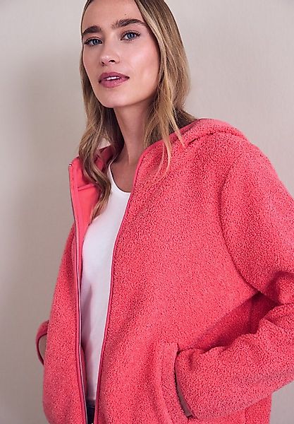 STREET ONE Strickfleecejacke Teddy-Jacke mit Kapuze und Reißverschluss günstig online kaufen