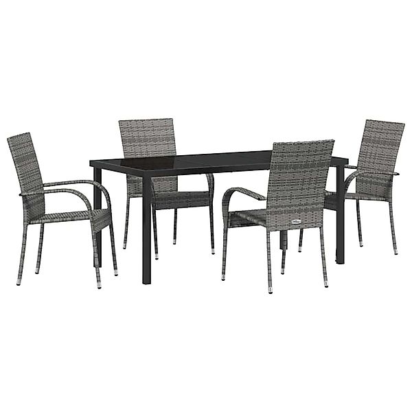 vidaXL Garten Essgruppe 5-Tlg Grau Poly Rattan 3379411 günstig online kaufen