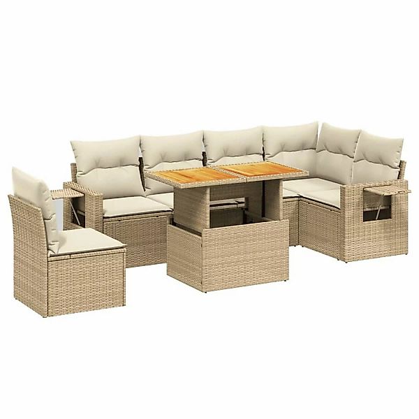 vidaXL 7-tlg Garten-Sofagarnitur mit Kissen Beige Poly Rattan Modell 319 günstig online kaufen