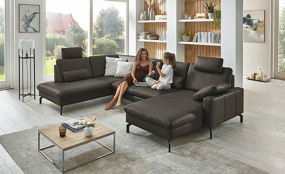 meinSofa Wohnlandschaft aus Leder Grace ¦ braun ¦ Maße (cm): B: 332 H: 89 T günstig online kaufen