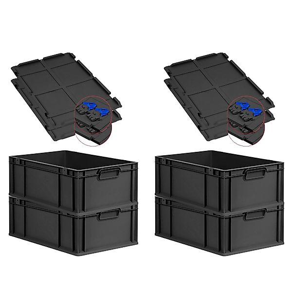 PROREGAL SuperSparSet 4x Eurobox Nextgen Grip Mit Scharnierdeckel Und Blaue günstig online kaufen