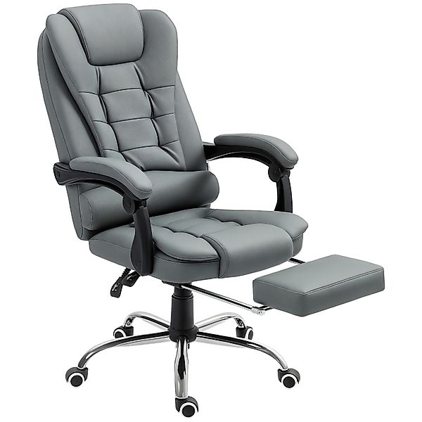 HOMCOM Chefsessel Bürostuhl mit Neigefunktion für Büro Kunstleder Grau günstig online kaufen