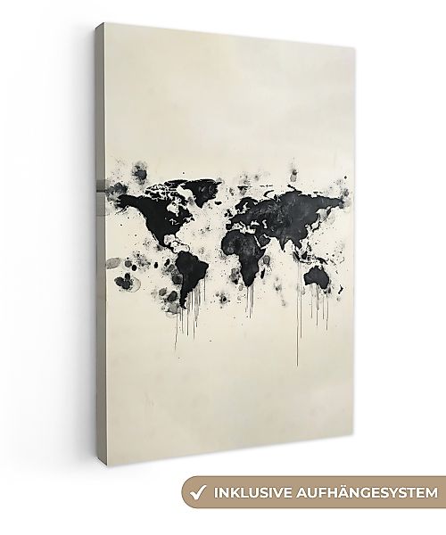 OneMillionCanvasses® Leinwandbild Weltkarte - Schwarz - günstig online kaufen
