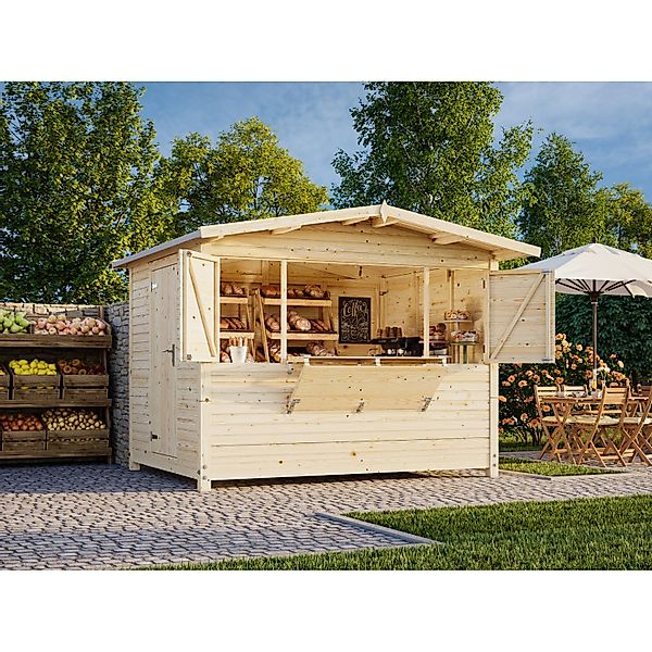 Palmako Marktstand Klappbar Marian 298 x 228 cm Lackiert Weiß FSC® günstig online kaufen
