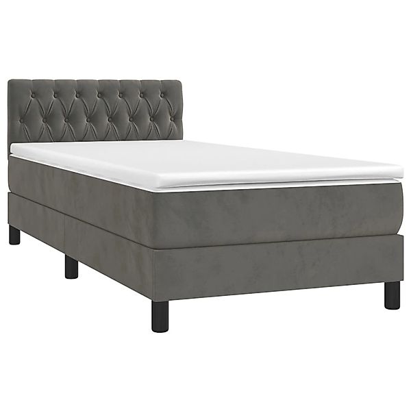 vidaXL Boxspringbett mit Matratze & LED Dunkelgrau 100x200 cm Samt 3134568 günstig online kaufen