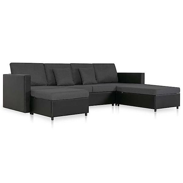 vidaXL Sofa 4-Sitzer Schlafsofa Ausziehbar Kunstleder Schwarz günstig online kaufen