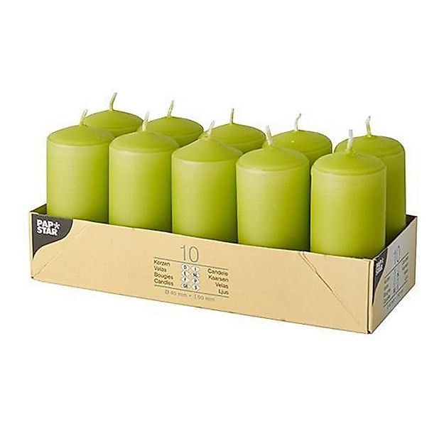 PAPSTAR Stumpenkerze 10 Stumpenkerzen 4x9cm - kiwi günstig online kaufen