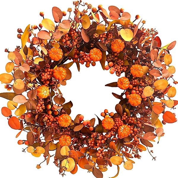 Kunstkranz 45/55 cm Herbstkranz, Herbstfarben Kürbis günstig online kaufen