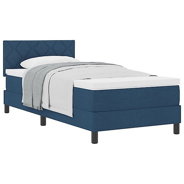 vidaXL Bett Boxspringbett mit Matratze Blau 90x190 cm Stoff (1-tlg) günstig online kaufen