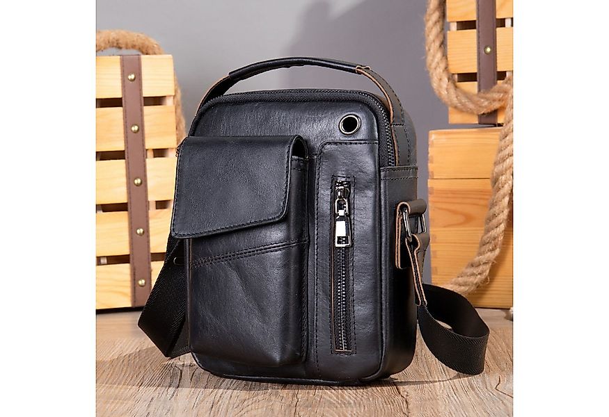 YUBRO-STUDIO Umhängetasche Herren Leder Schultertasche Crossbody Messenger günstig online kaufen