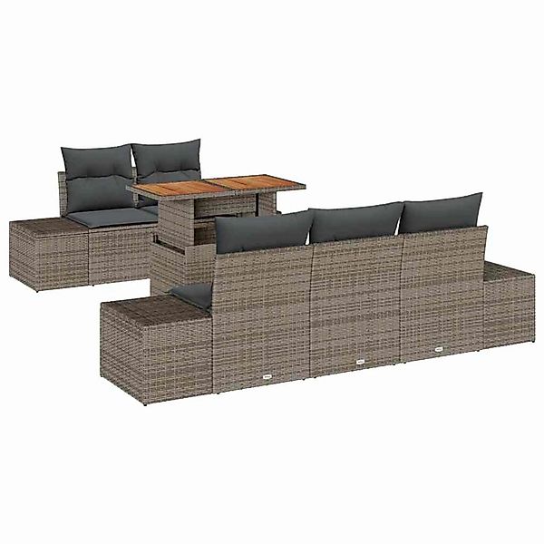 vidaXL Garten-Sofa-Set mit Speicher 6-Tlg Grau Poly Rattan 3358638 günstig online kaufen