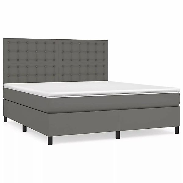 vidaXL Boxspringbett mit Matratze Grau 180x200 cm Kunstleder1466101 günstig online kaufen