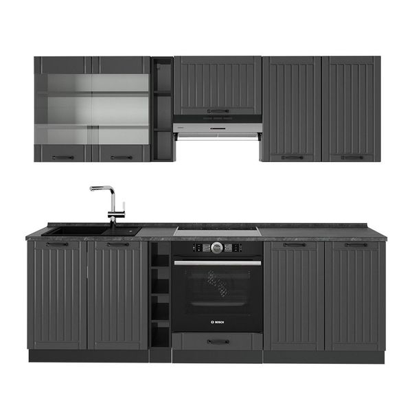 Vicco Küchenzeile Fame-Line, Dunkelgrau/Anthrazit, 235 cm, günstig online kaufen