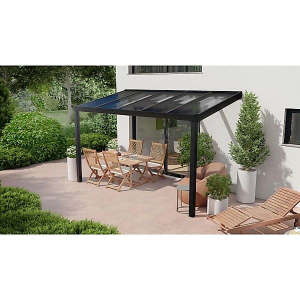 Terrassenüberdachung Professional 400 cm x 250 cm Schwarz Struktur PC Klar günstig online kaufen