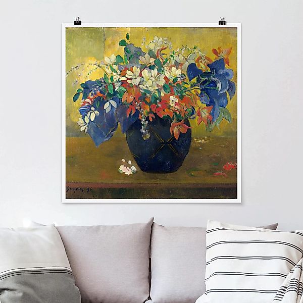 Poster - Quadrat Paul Gauguin - Vase mit Blumen günstig online kaufen