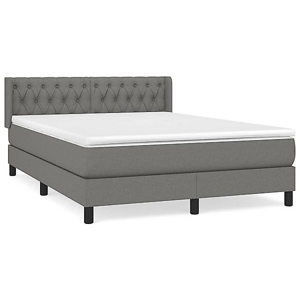 vidaXL Boxspringbett, Boxbett mit Matratze Dunkelgrau 140x190 cm Stoff günstig online kaufen