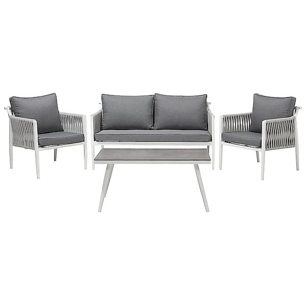 Beliani Sitzgruppe Weiss Grau 74x145x76 günstig online kaufen