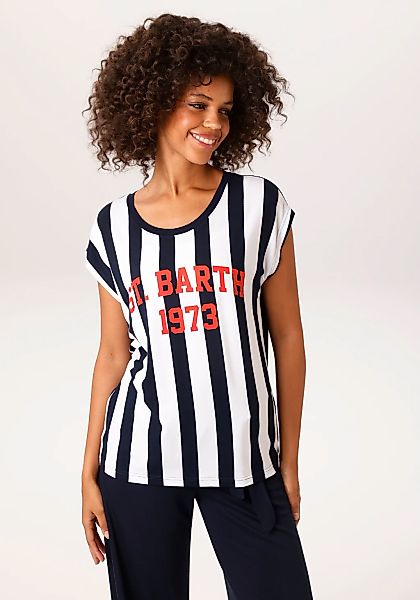 Aniston CASUAL T-Shirt mit Foliendruck auf dem gestreiften Vorderteil - NEU günstig online kaufen