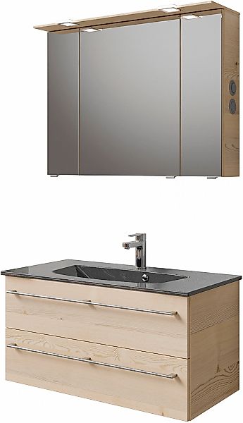 Saphir Badmöbel-Set "Serie 6025 2-teilig Mineralmarmor-Waschtisch mit LED-S günstig online kaufen