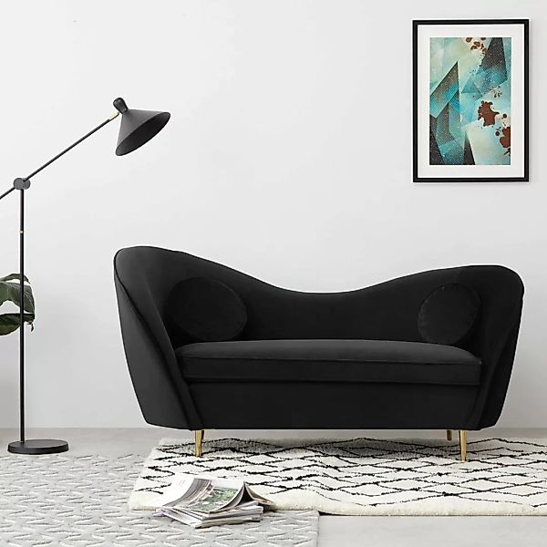 Kooper 2-Sitzer Sofa, Samt in Solarschwarz - MADE.com günstig online kaufen