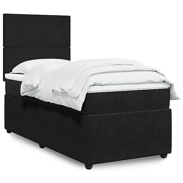 vidaXL Boxspringbett mit Matratze Schwarz 100x200 cm Samt 3294558 günstig online kaufen