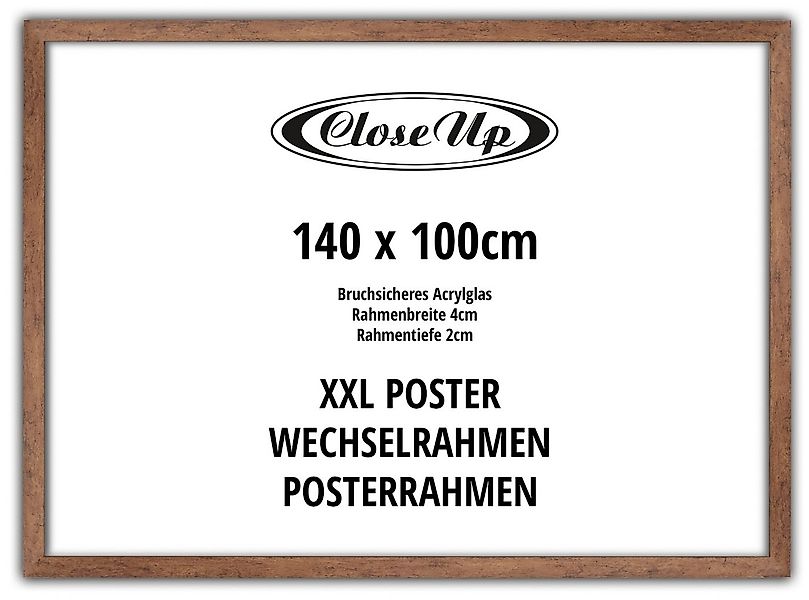 Close Up Bilderrahmen XXL Posterrahmen 100 x 140 cm Holzdekor Eiche Dunkel günstig online kaufen