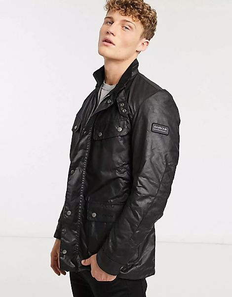 Barbour International – Duke – Gewachste schwarze Jacke in schmaler Passfor günstig online kaufen