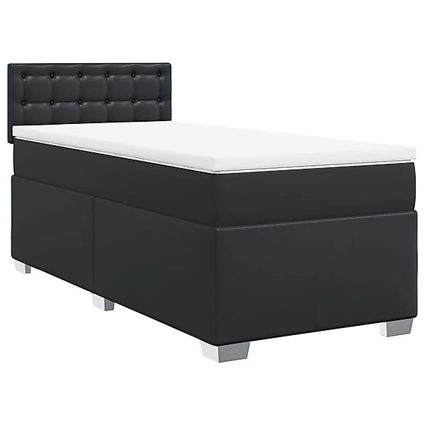 vidaXL Boxspringbett, Boxspringbett mit Matratze Schwarz 90x190 cm Kunstled günstig online kaufen