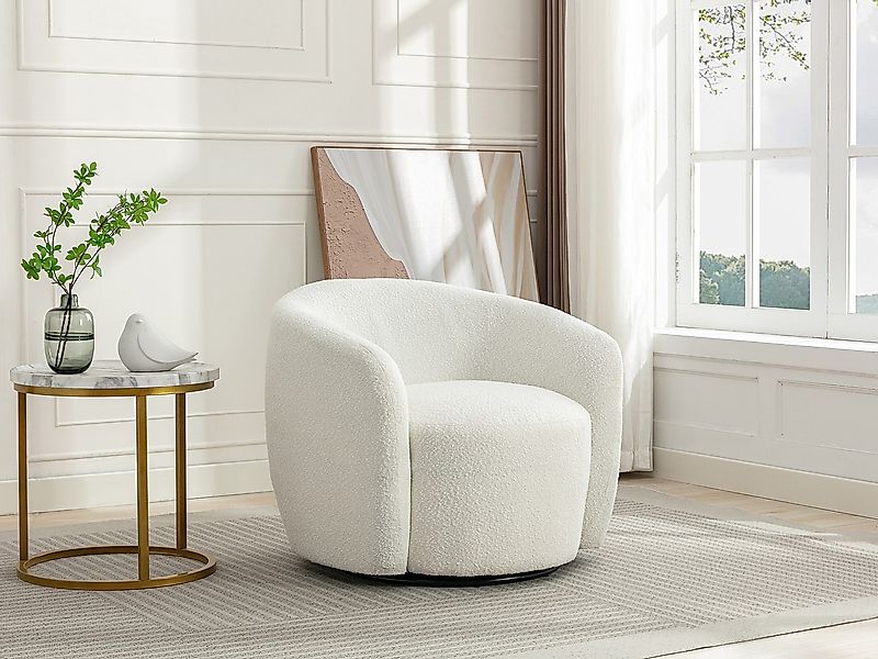 Drehsessel – Kunstfell – Beige – VEREIDE günstig online kaufen