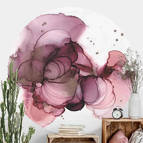 Runde Tapete selbstklebend Fließende Reinheit in Violett günstig online kaufen