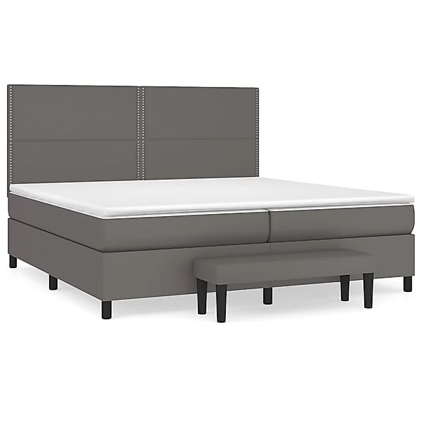 vidaXL Boxspringbett mit Matratze Grau 200x200 cm Kunstleder1469556 günstig online kaufen