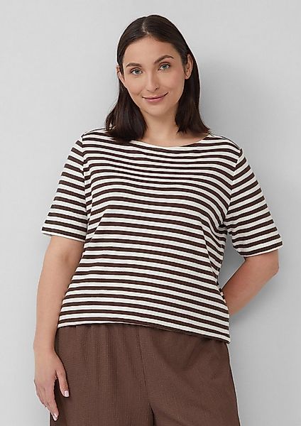 s.Oliver Shorts T-Shirt Gestreiftes T-Shirt mit Flammgarnstruktur günstig online kaufen