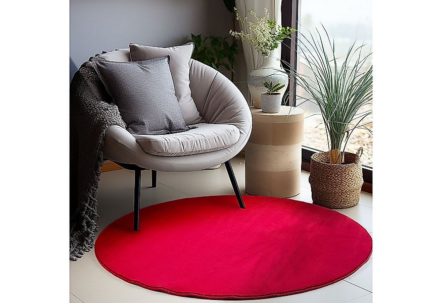 Carpettex Veloursteppich Unicolor - Einfarbig, Rund, Höhe: 7 mm, Moderner F günstig online kaufen