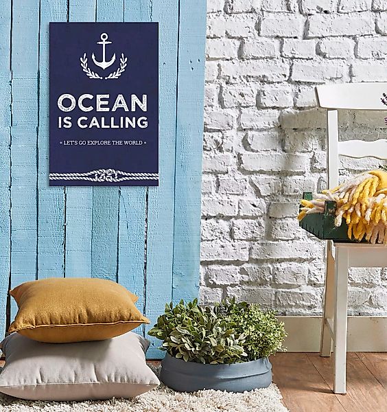 queence Metallbild "Ocean is calling", Schriftzüge, (1 St.), Stahlschilder günstig online kaufen