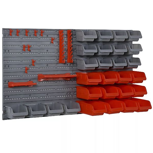 Werkzeuglochwand, Werkzeughalter, Rot+Grau, 63,5x22,5x95,5 cm  Aosom.de günstig online kaufen
