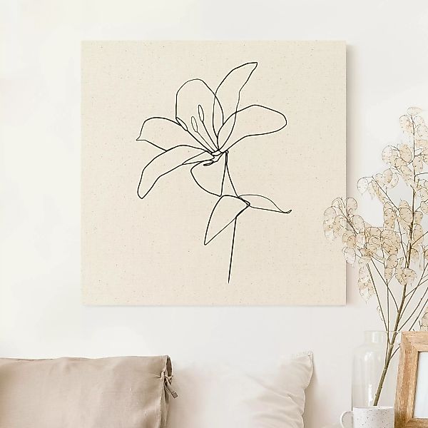 Leinwandbild auf Naturcanvas Line Art Blüte Schwarz Weiß günstig online kaufen