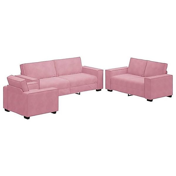 vidaXL Sofa 3-tlg. Sofagarnitur mit Kissen Rosa Samt günstig online kaufen