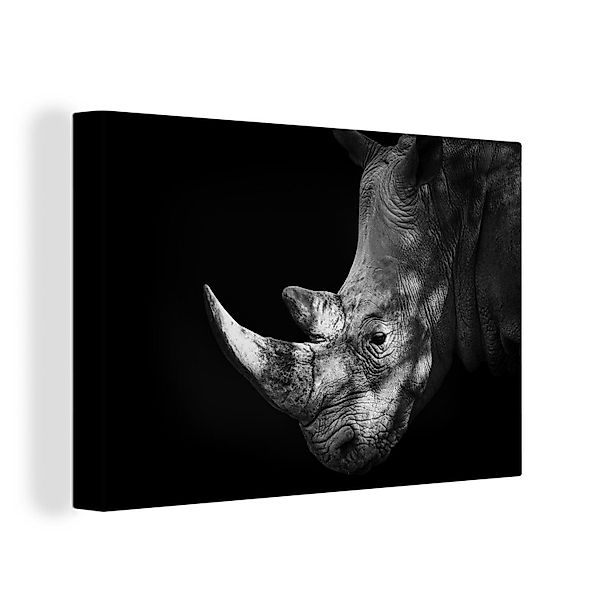 OneMillionCanvasses® Leinwandbild Schwarzes und weißes Nashorn günstig online kaufen