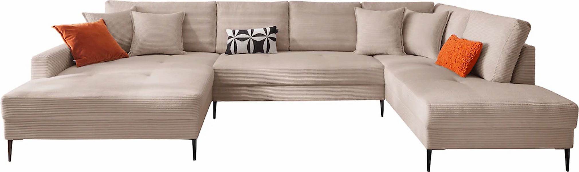 Trends by HG Wohnlandschaft »Summer U-Form« in Cord-Stoff mit Metallfuß günstig online kaufen