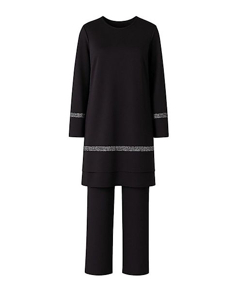 fashionshowcase Hosenanzug Zweiteiler mit langer Tunika mit Glitzerborten - günstig online kaufen