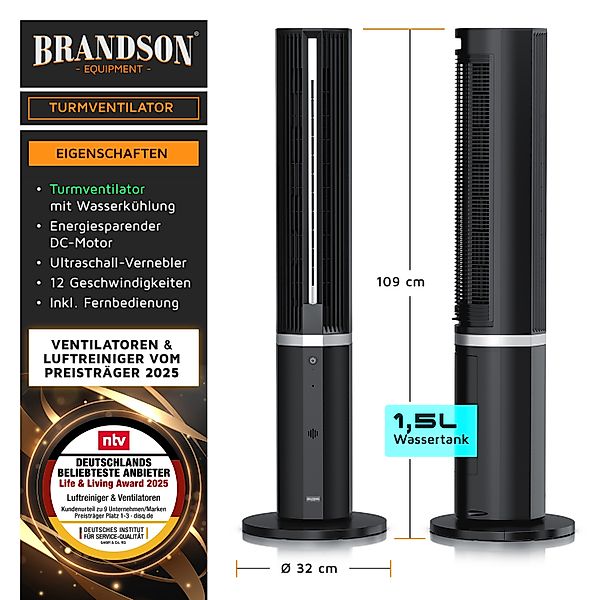 Brandson Turmventilator mobiler Luftkühler, Wasserkühlung, Klimaanlage, günstig online kaufen